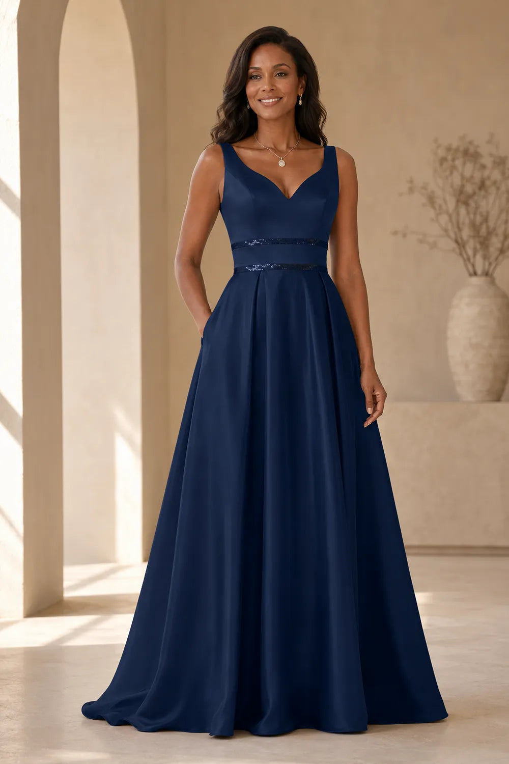 Elegant V Neck A-Line Formal Gown