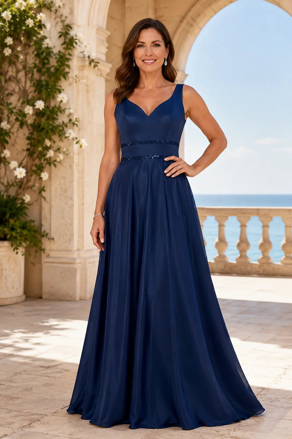 Elegant V Neck A-Line Formal Gown