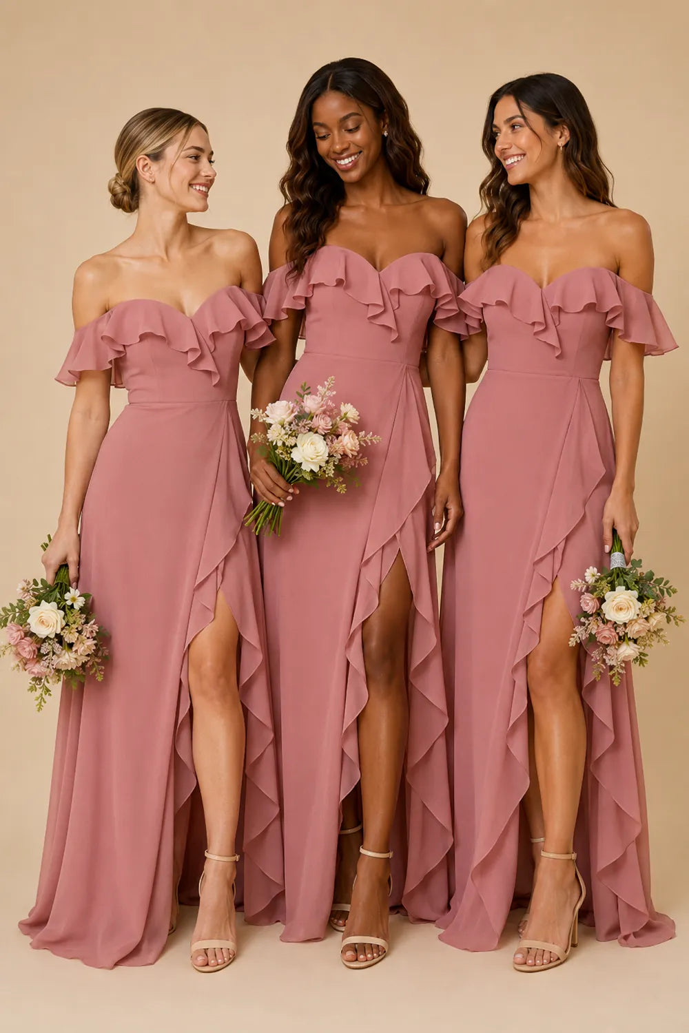 Isabella Romantic Off Shoulder Bridesmaid Dress