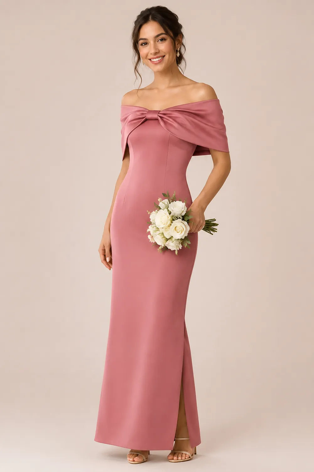 Refined Sweetheart Bow Evening Dress