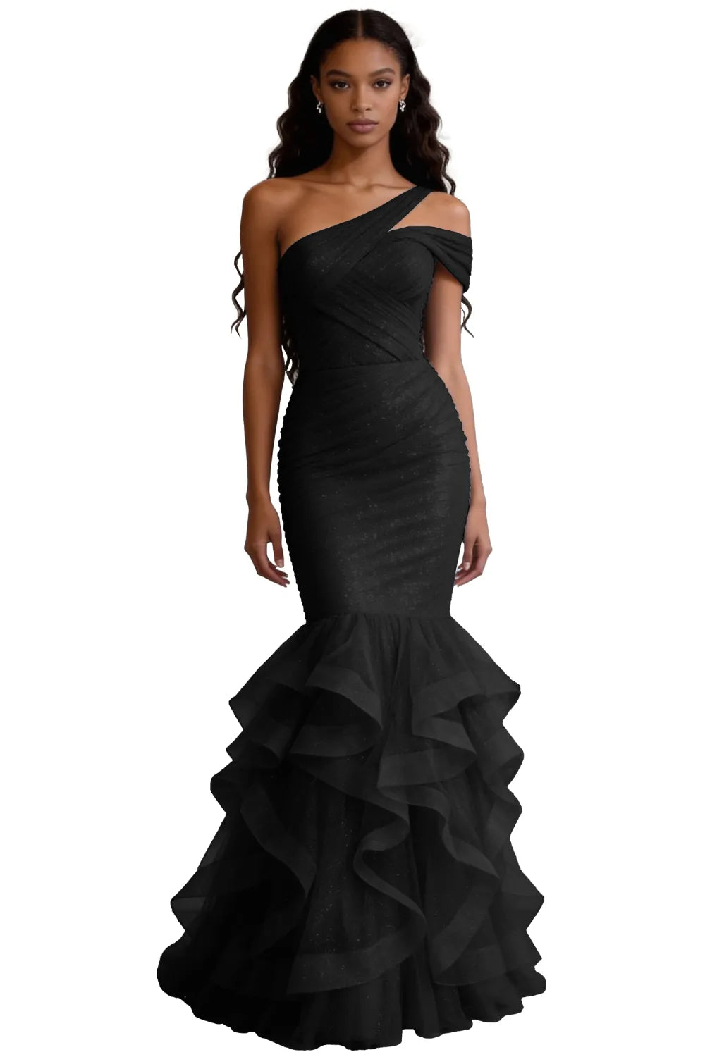 One Shoulder Sequin Mermaid Evening Gown Prom Dress