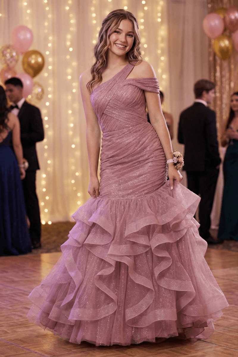 One Shoulder Sequin Mermaid Evening Gown Prom Dress
