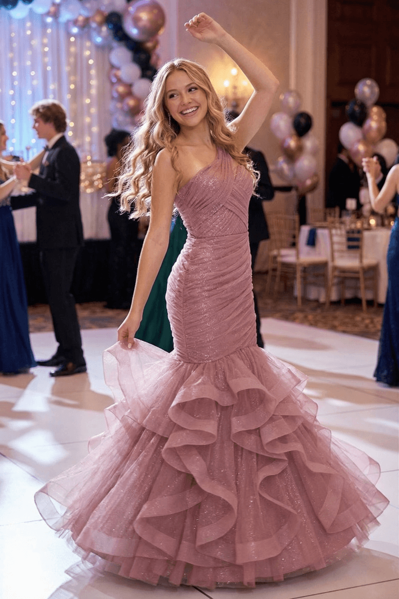 One Shoulder Sequin Mermaid Evening Gown Prom Dress
