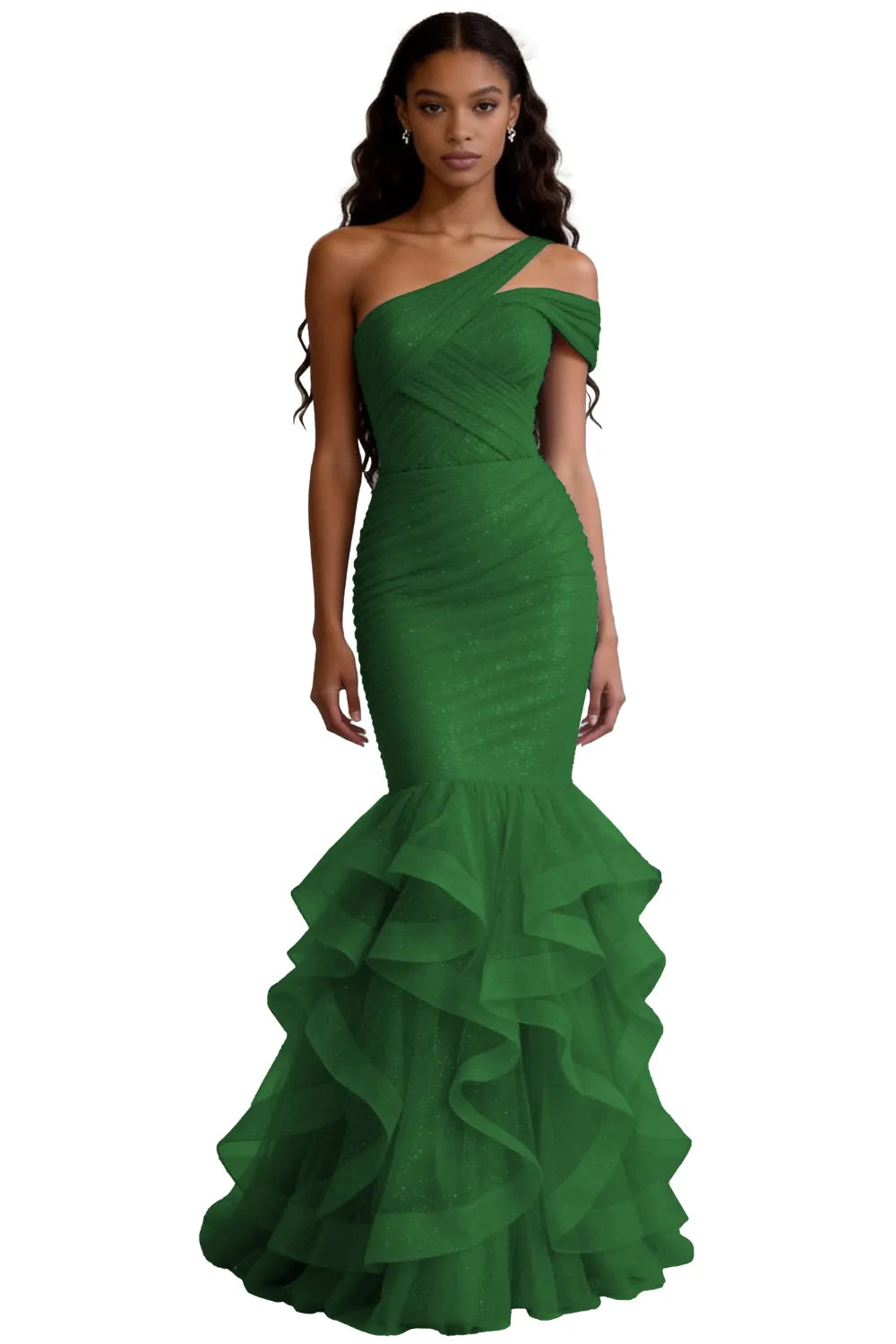 One Shoulder Sequin Mermaid Evening Gown Prom Dress