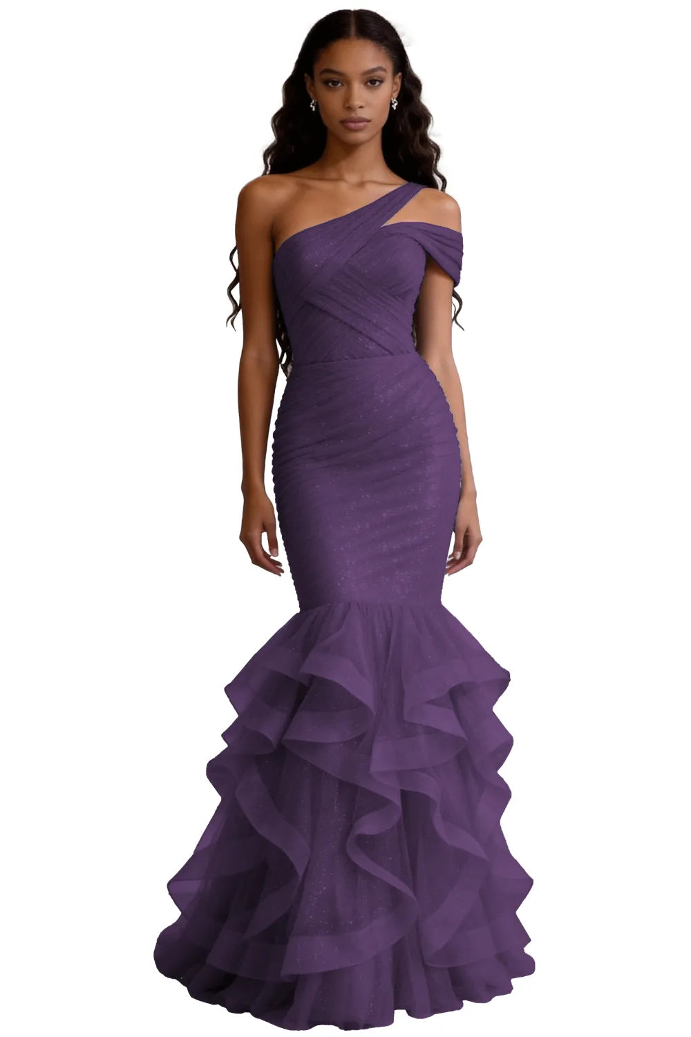 One Shoulder Sequin Mermaid Evening Gown Prom Dress
