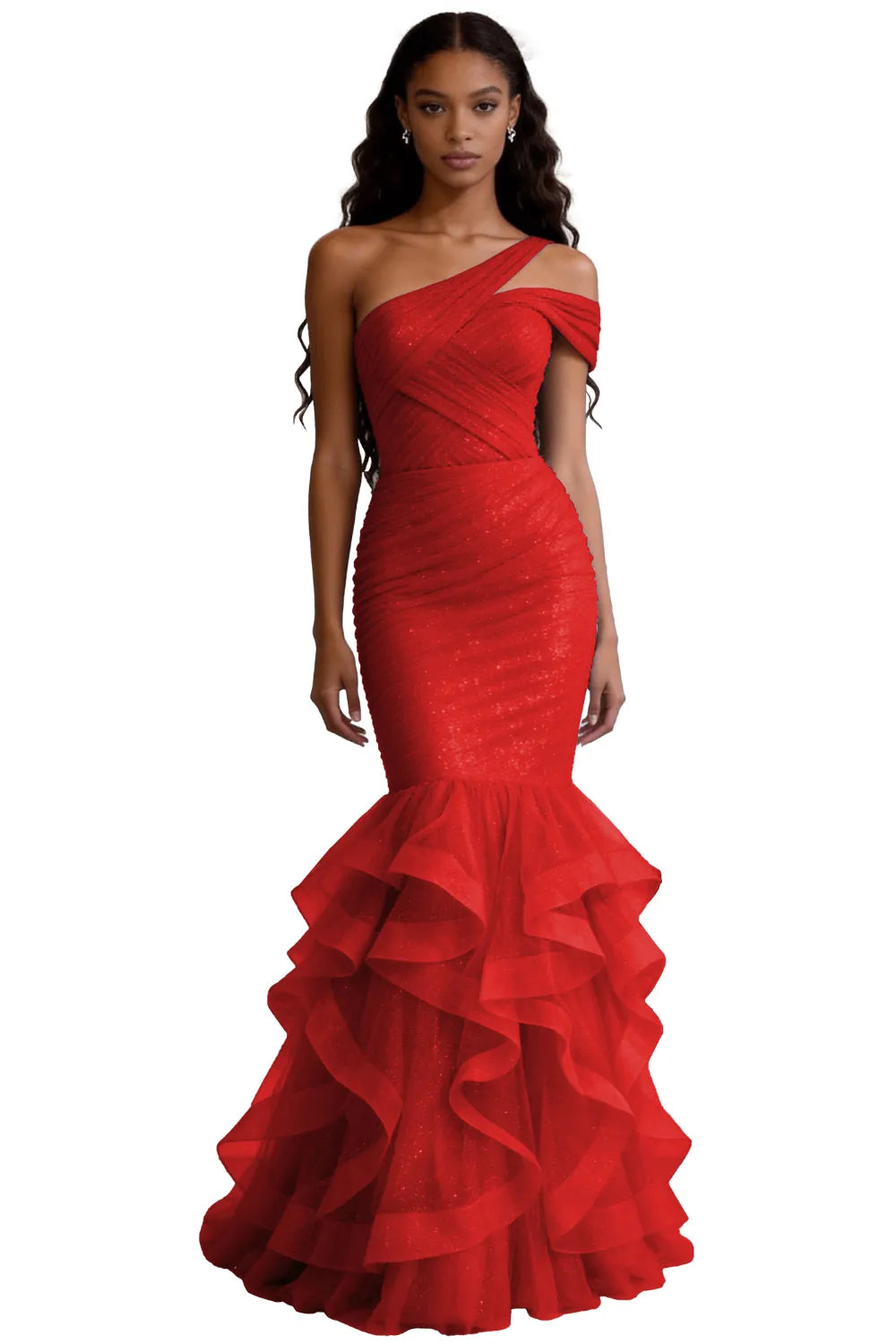 One Shoulder Sequin Mermaid Evening Gown Prom Dress