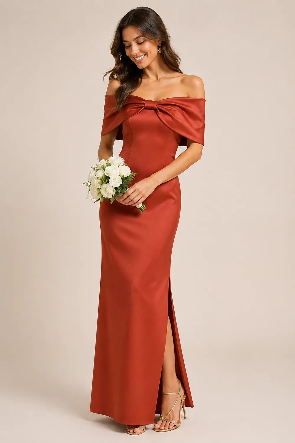 Refined Sweetheart Bow Evening Dress