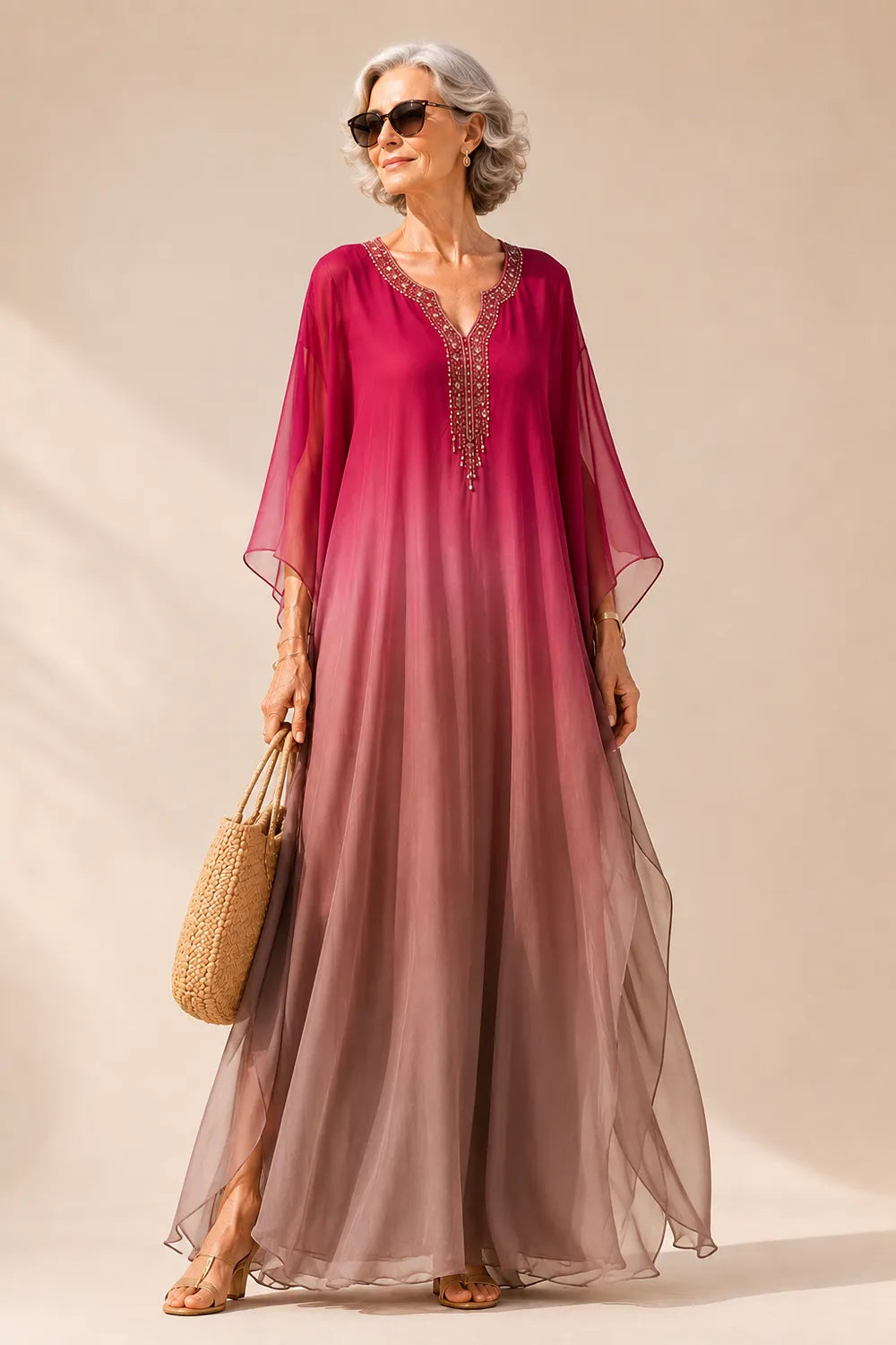 Flowing Chiffon Resort Evening Maxi Dress