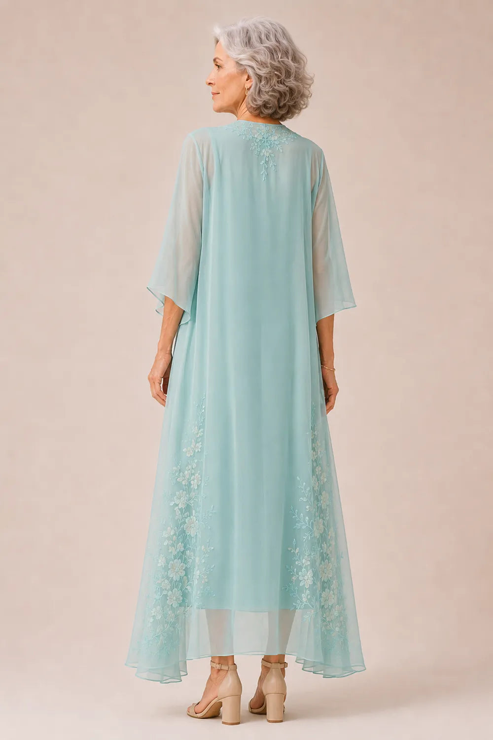 A-Line Chiffon Formal Dress with Embroidered Overlay