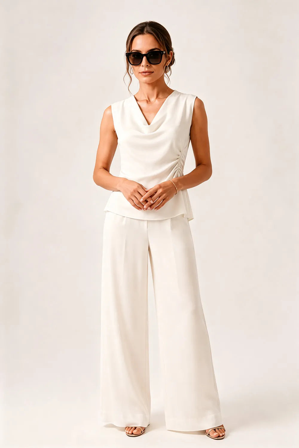 Modern Draped Sleeveless Wedding Guest Jumpsuit