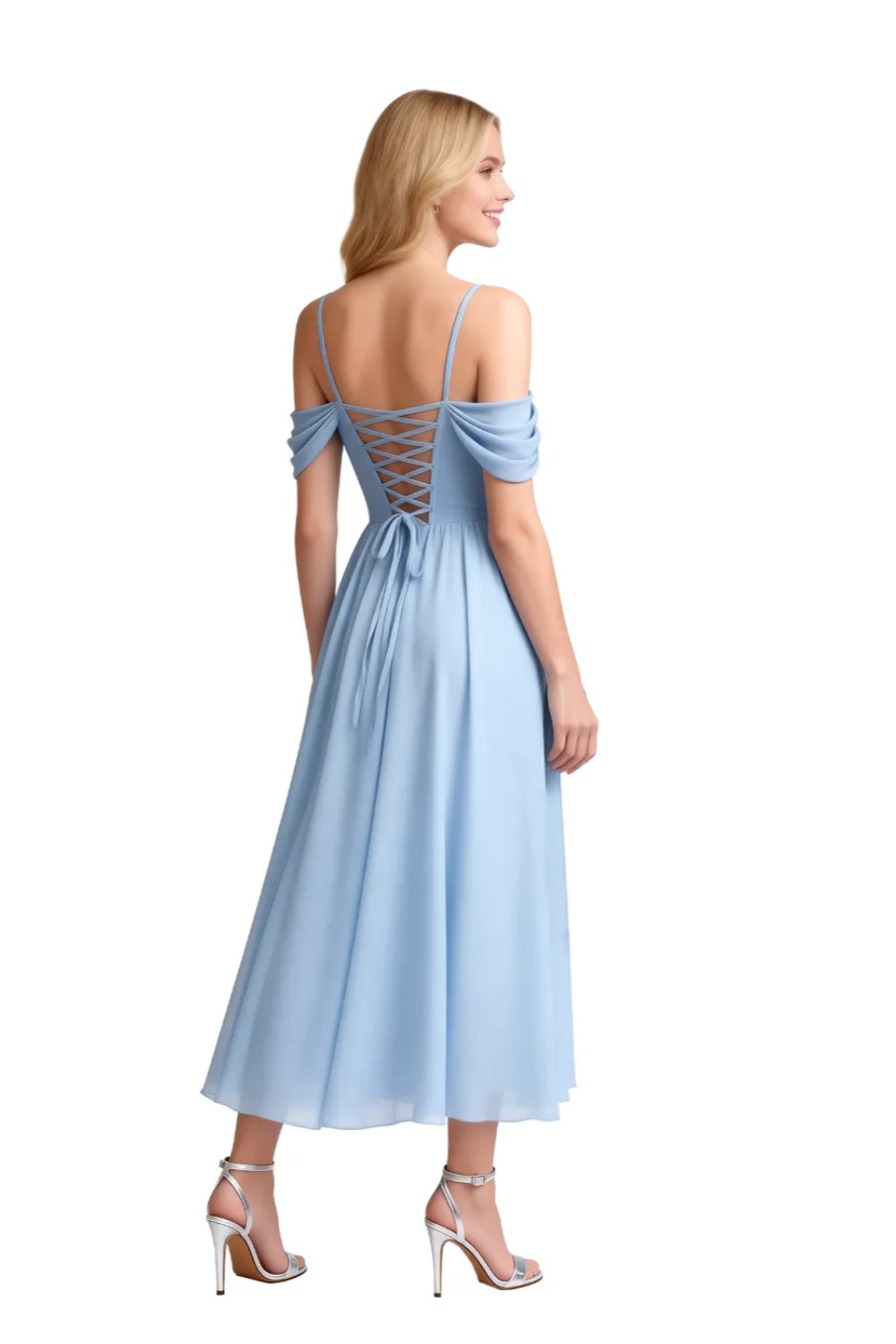 Floaty Tea Length Chiffon Formal Dress