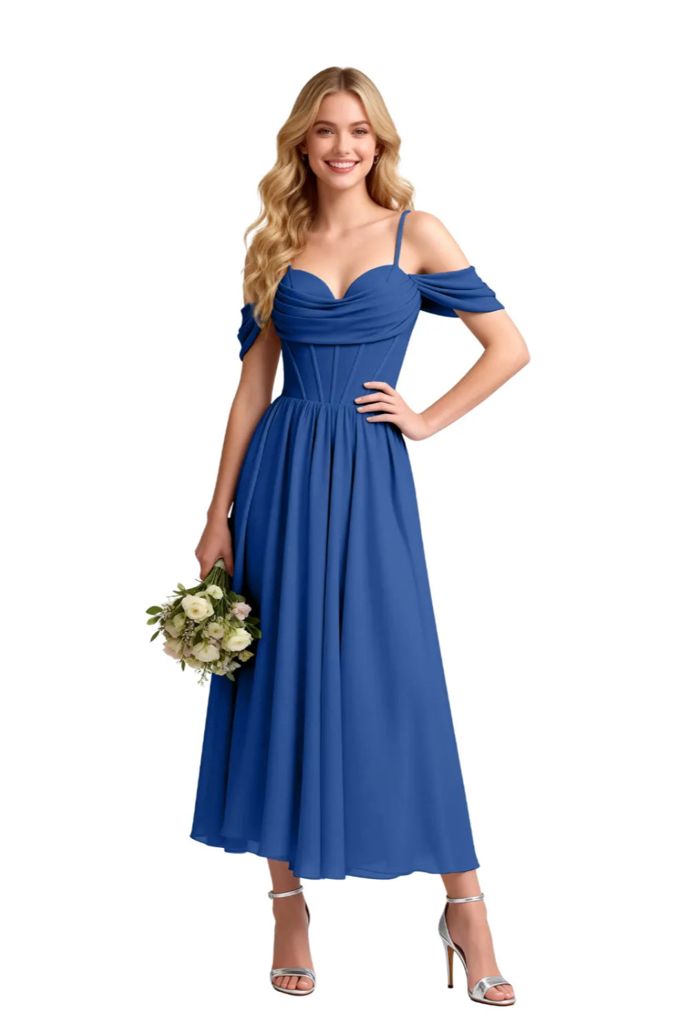 Floaty Tea Length Chiffon Formal Dress