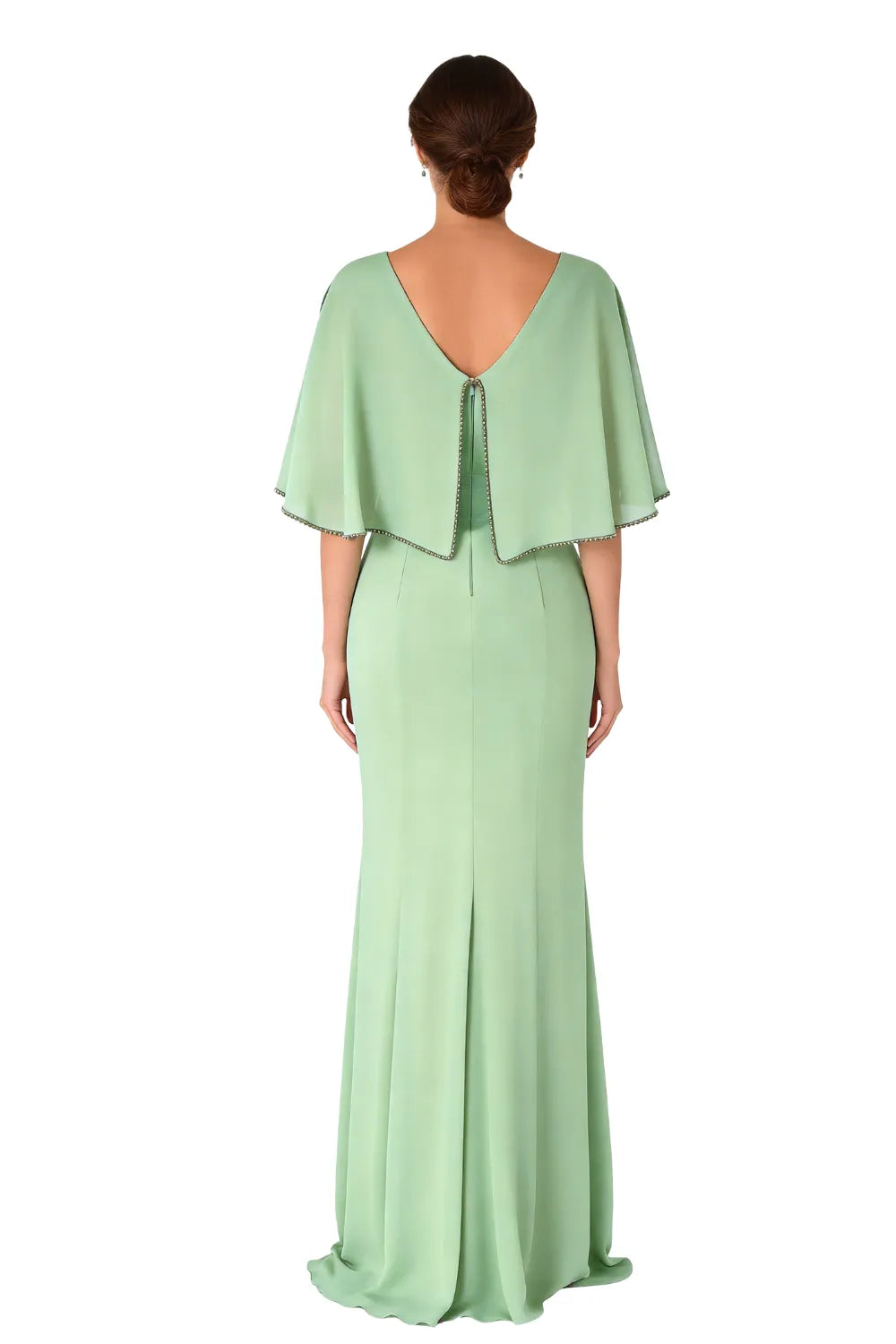 Elara Beaded Cape Mermaid Evening Gown