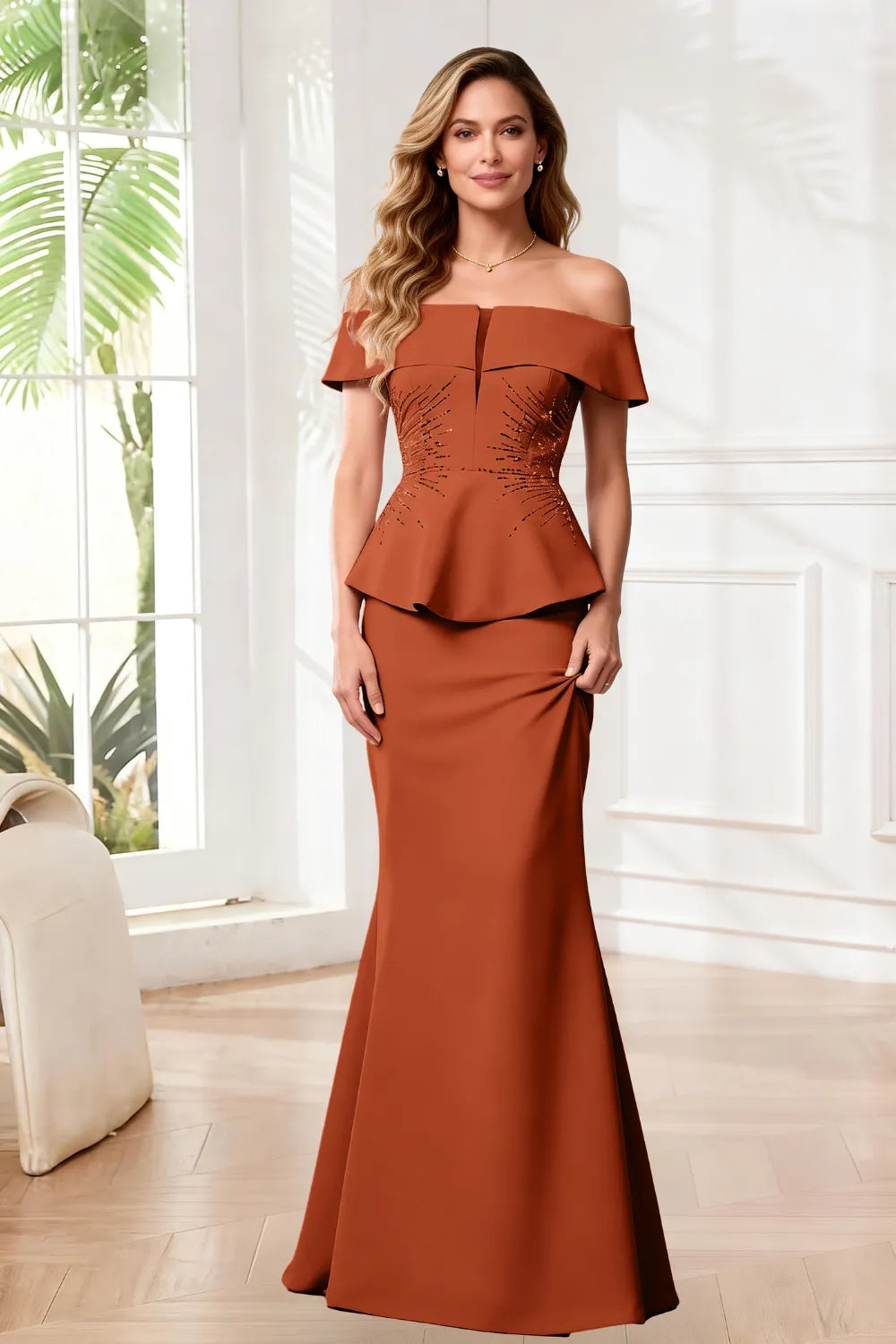 Elegant Off Shoulder Mermaid Evening Dress