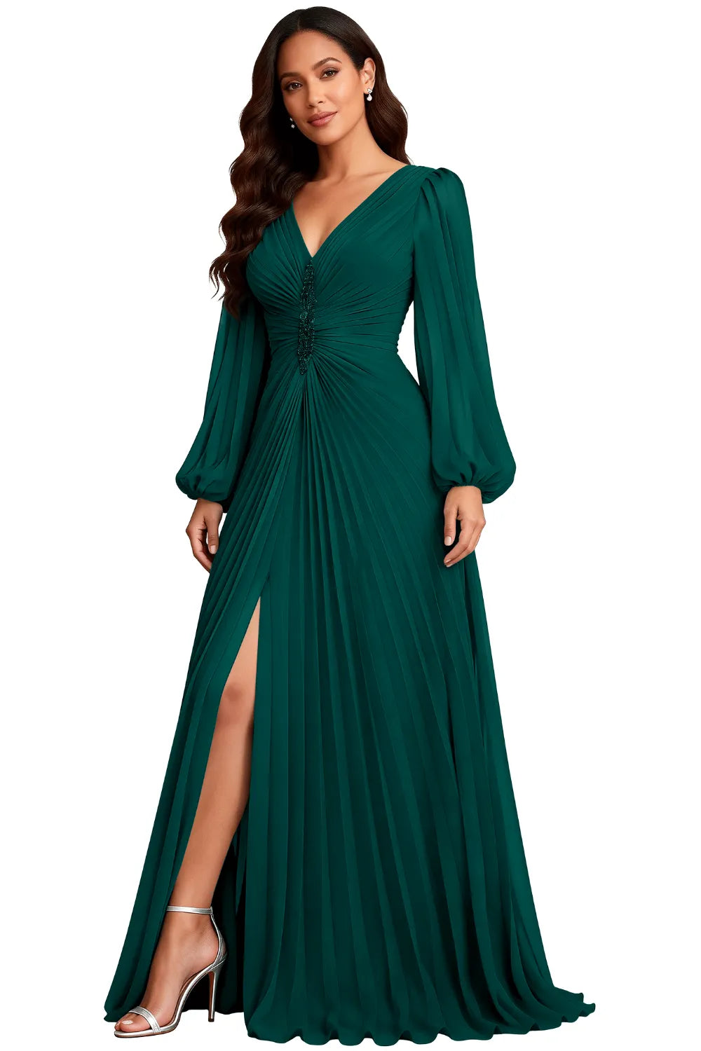 Elowen Graceful Pleated Empire Waist Gown