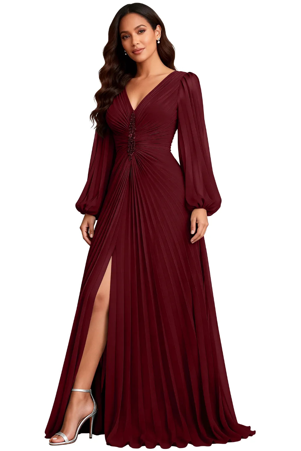 Elowen Graceful Pleated Empire Waist Gown
