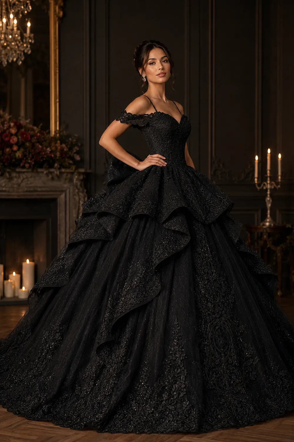 Princess Lace Prom Dress with Bow Back