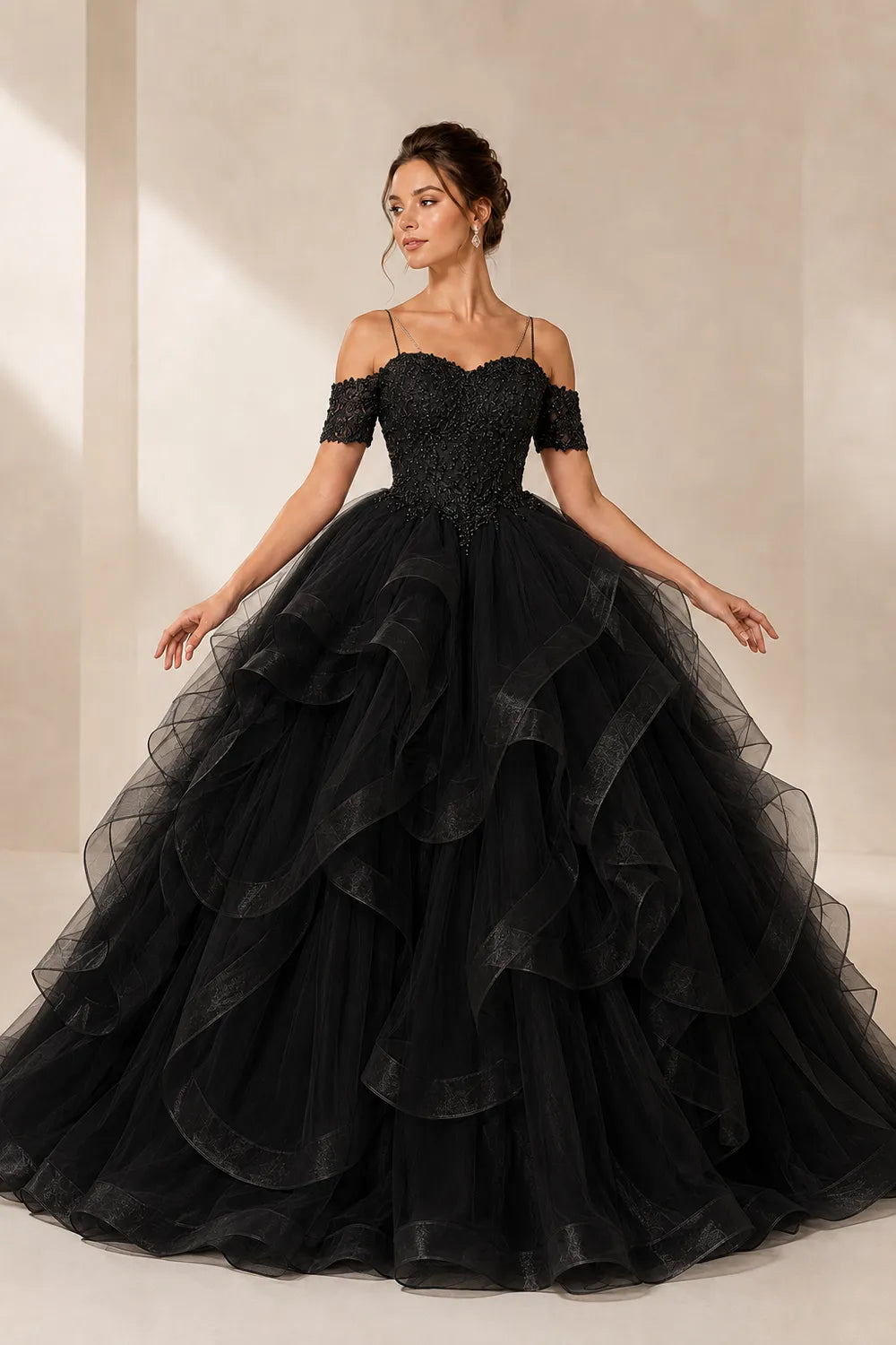 Celestia Off-Shoulder Ruffle Ball Gown