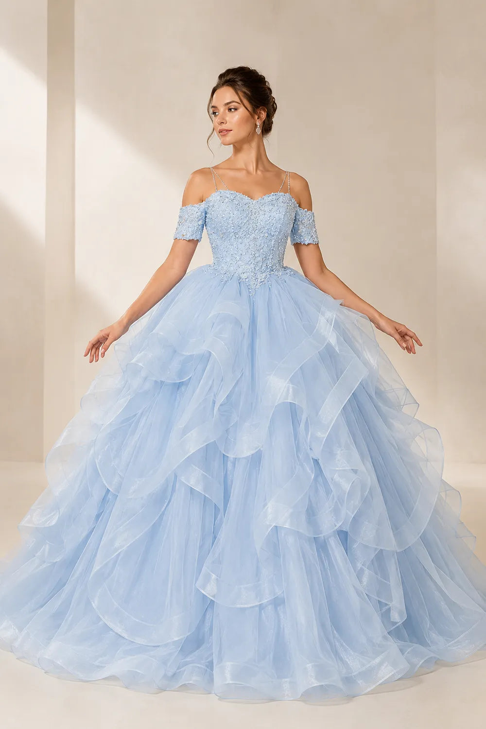 Celestia Off-Shoulder Ruffle Ball Gown