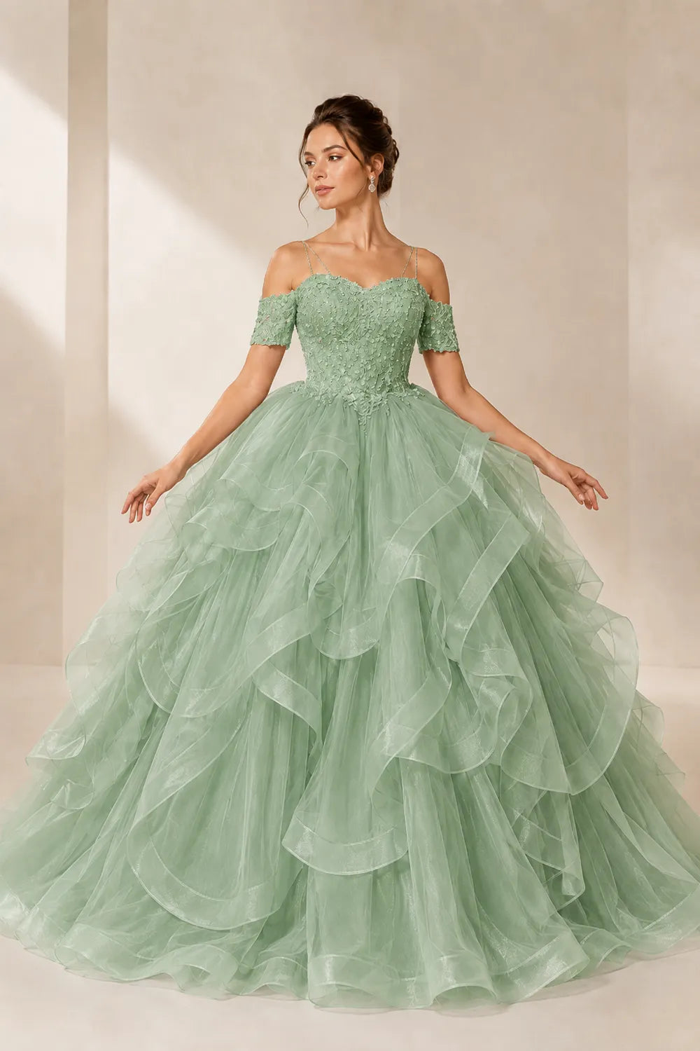 Celestia Off-Shoulder Ruffle Ball Gown