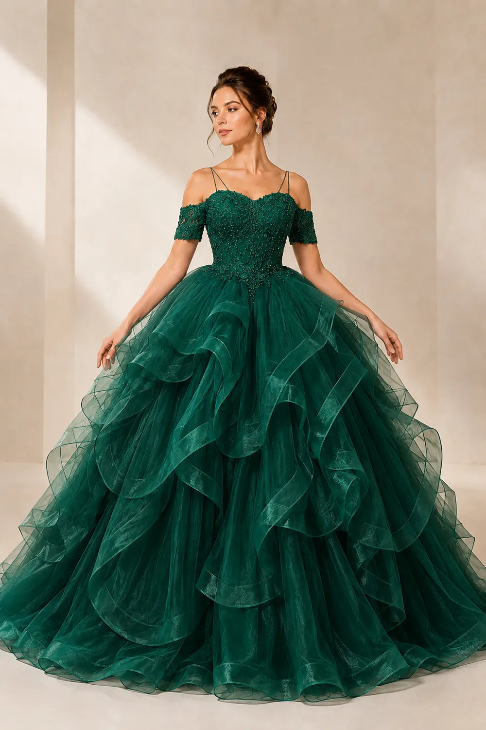 Celestia Off-Shoulder Ruffle Ball Gown