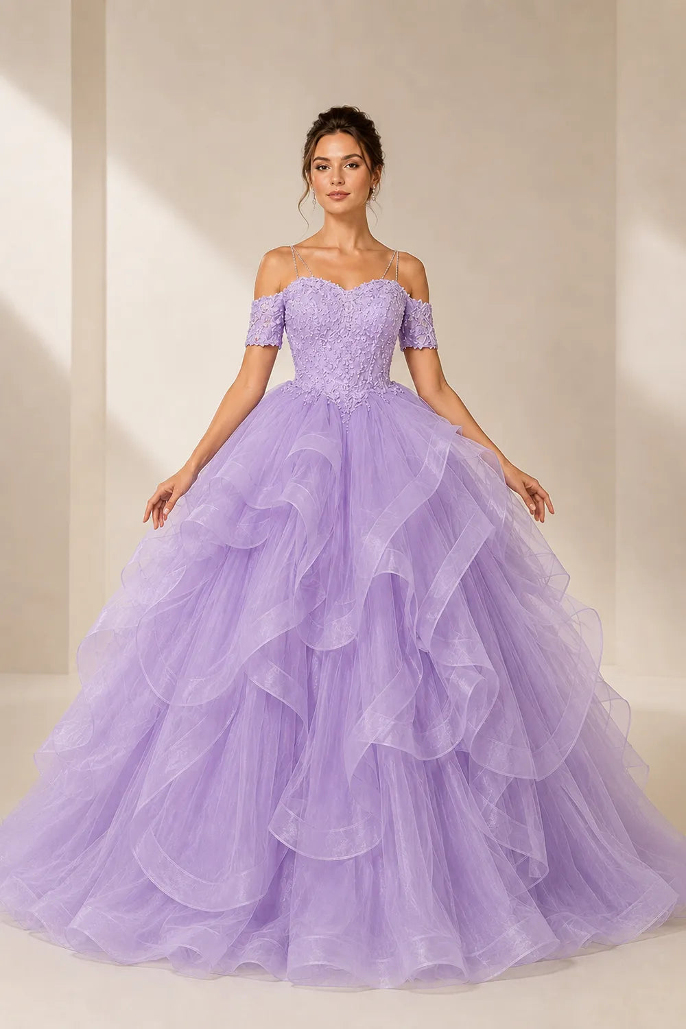 Celestia Off-Shoulder Ruffle Ball Gown