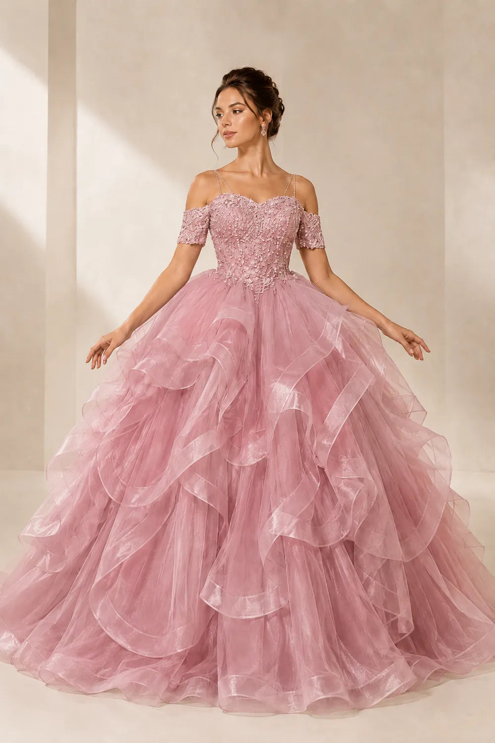 Celestia Off-Shoulder Ruffle Ball Gown