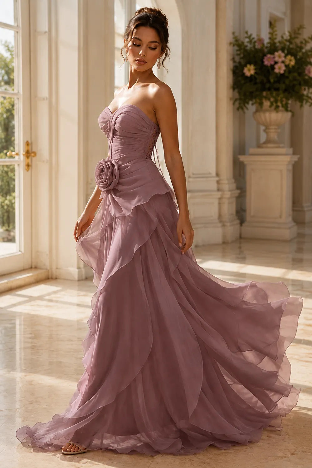 Romantic Rose Detail Prom Gown