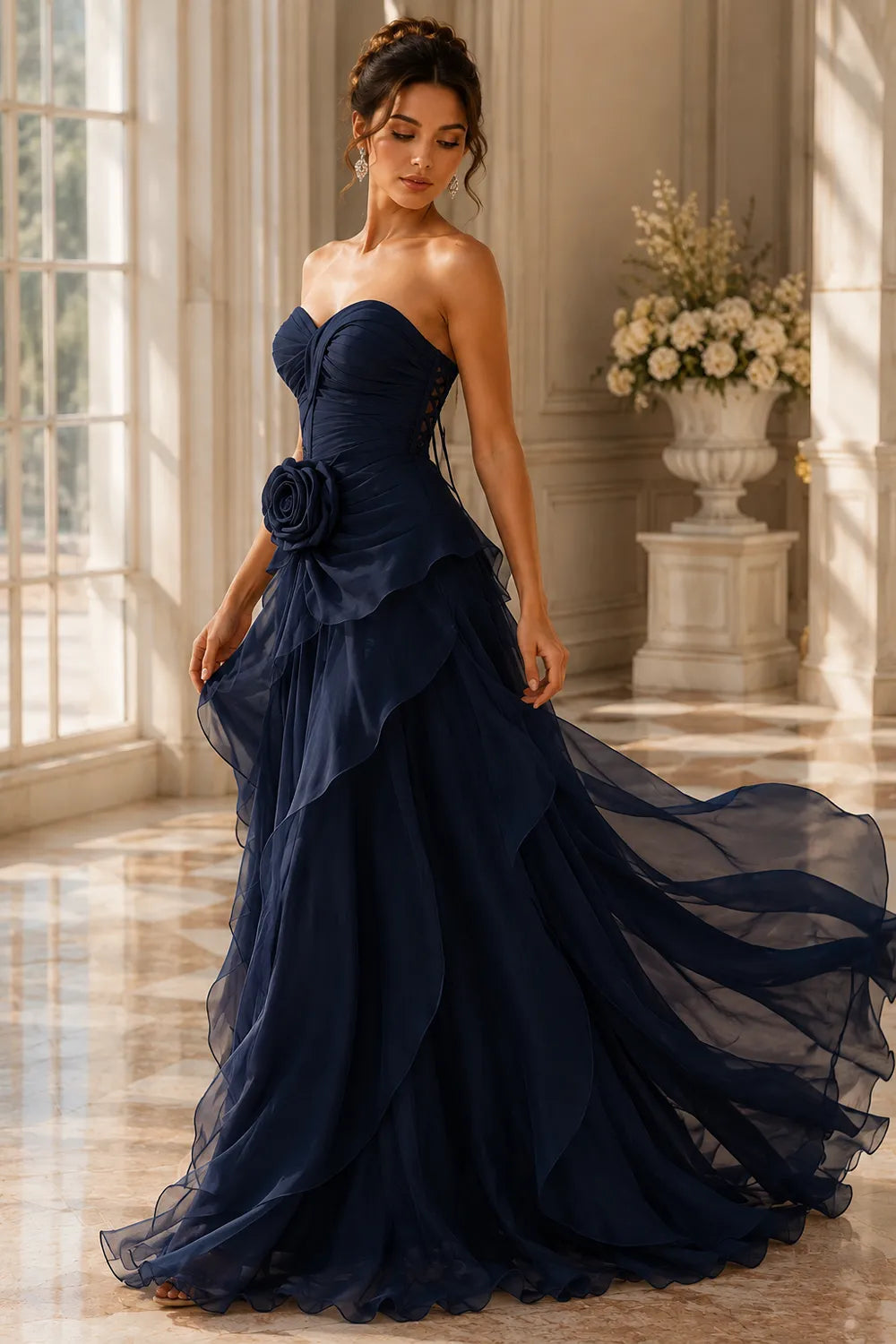 Romantic Rose Detail Prom Gown