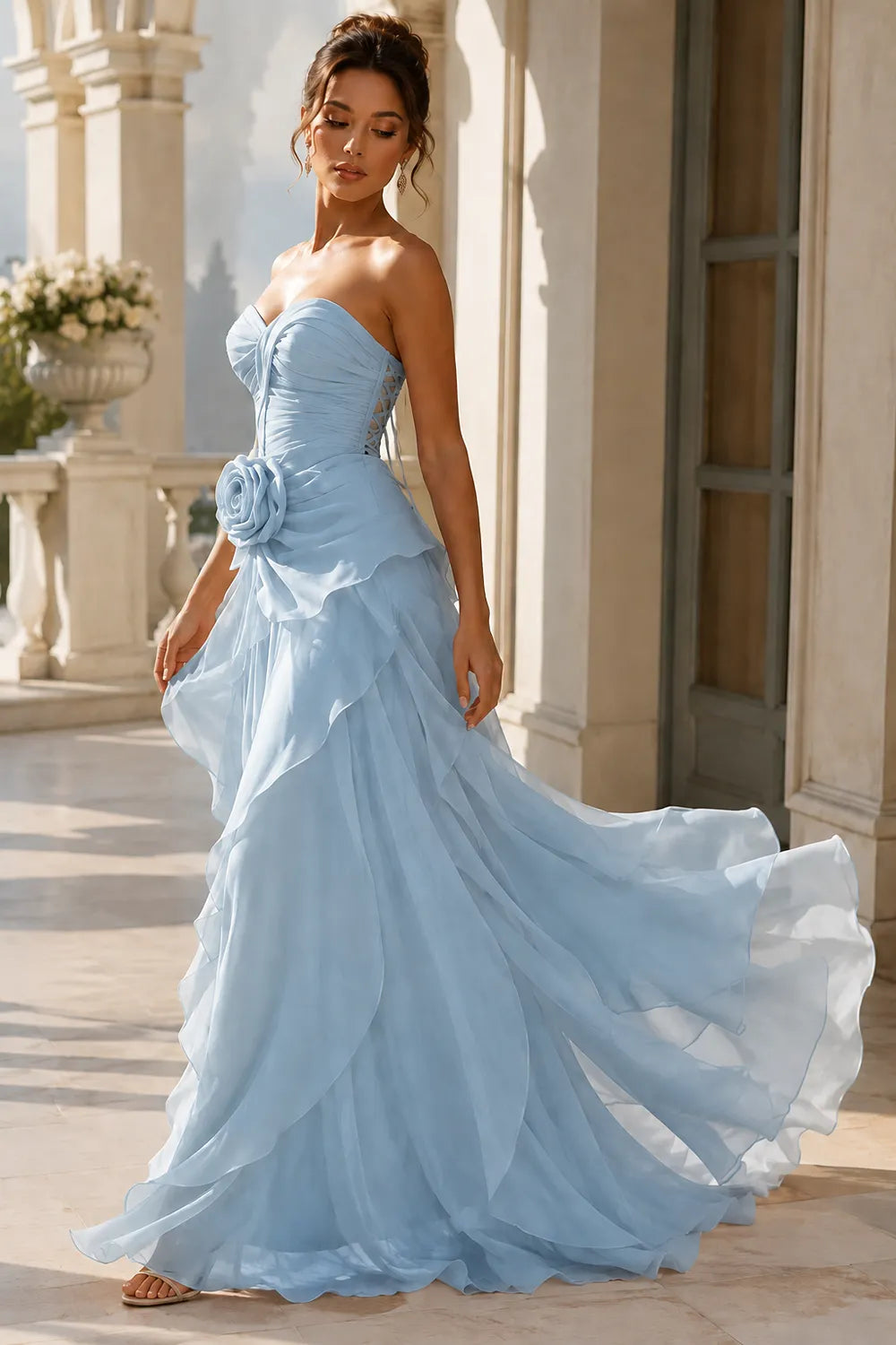 Romantic Rose Detail Prom Gown