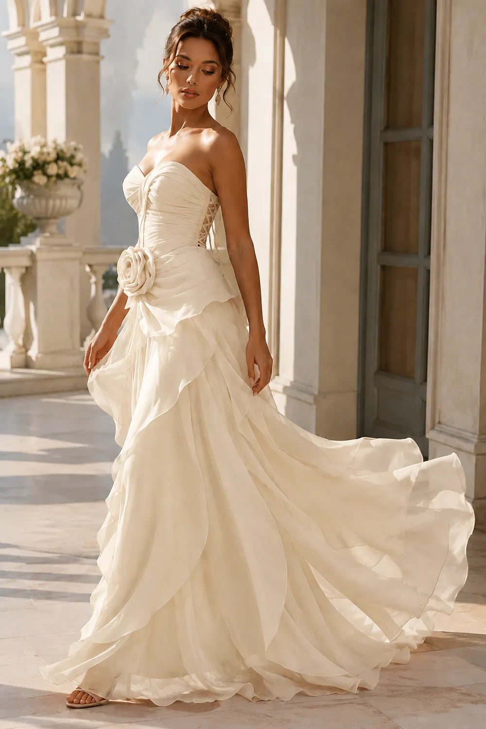 Romantic Rose Detail Prom Gown