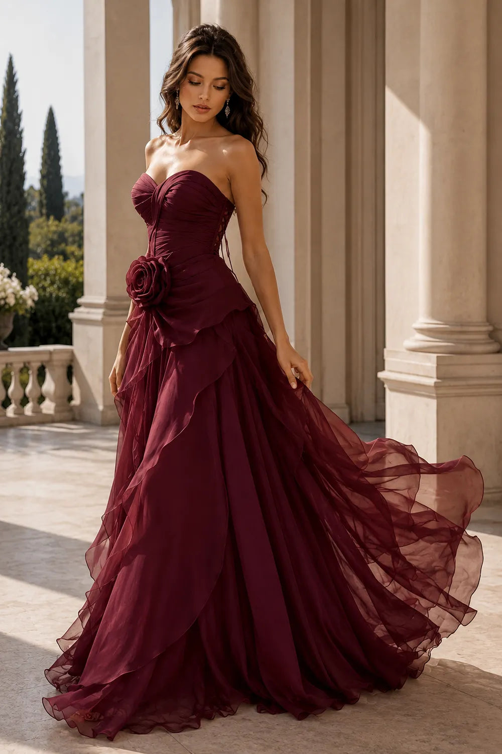 Romantic Rose Detail Prom Gown