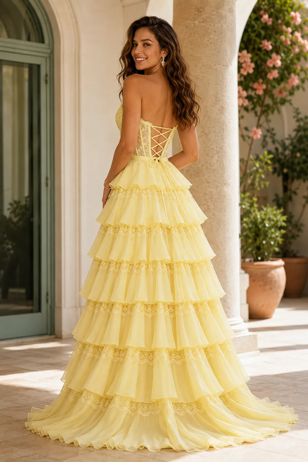 Corset Tiered Tulle Ball Gown