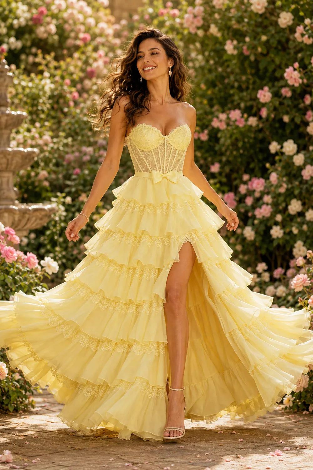 Corset Tiered Tulle Ball Gown