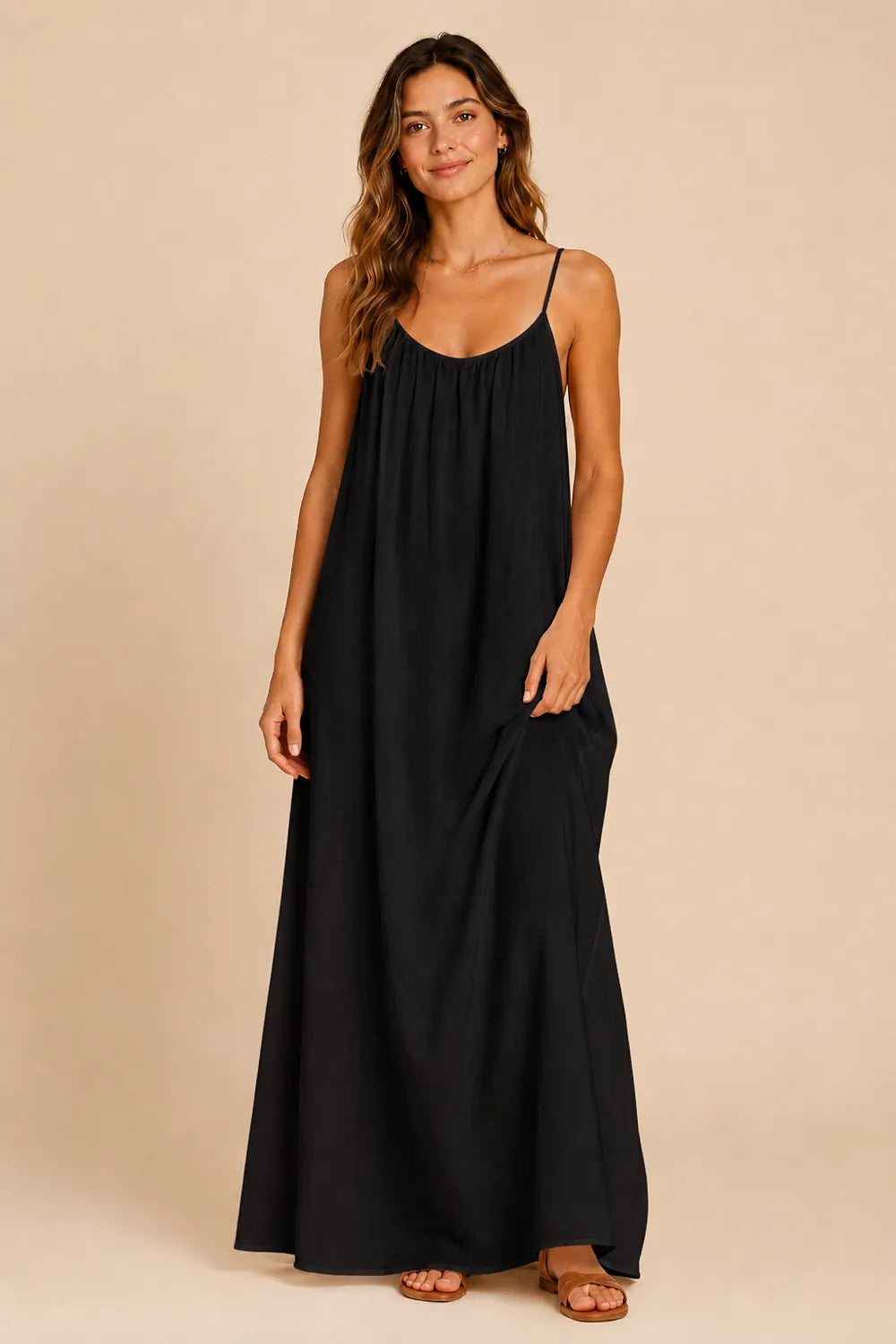 Spaghetti Strap Open Back Maxi Dress