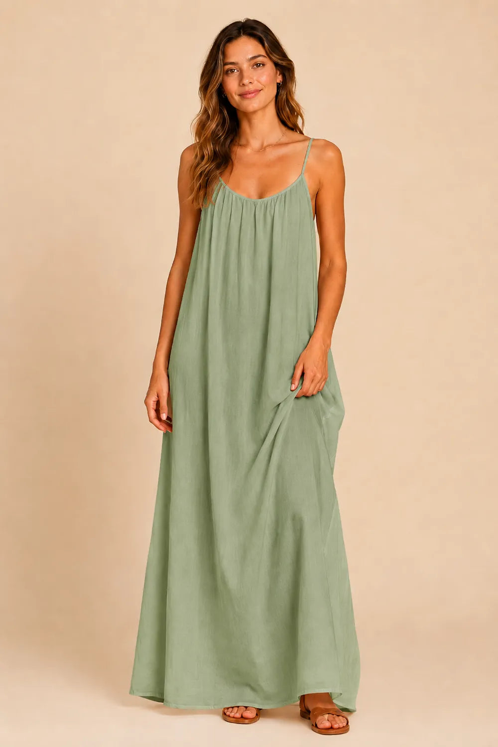 Spaghetti Strap Open Back Maxi Dress