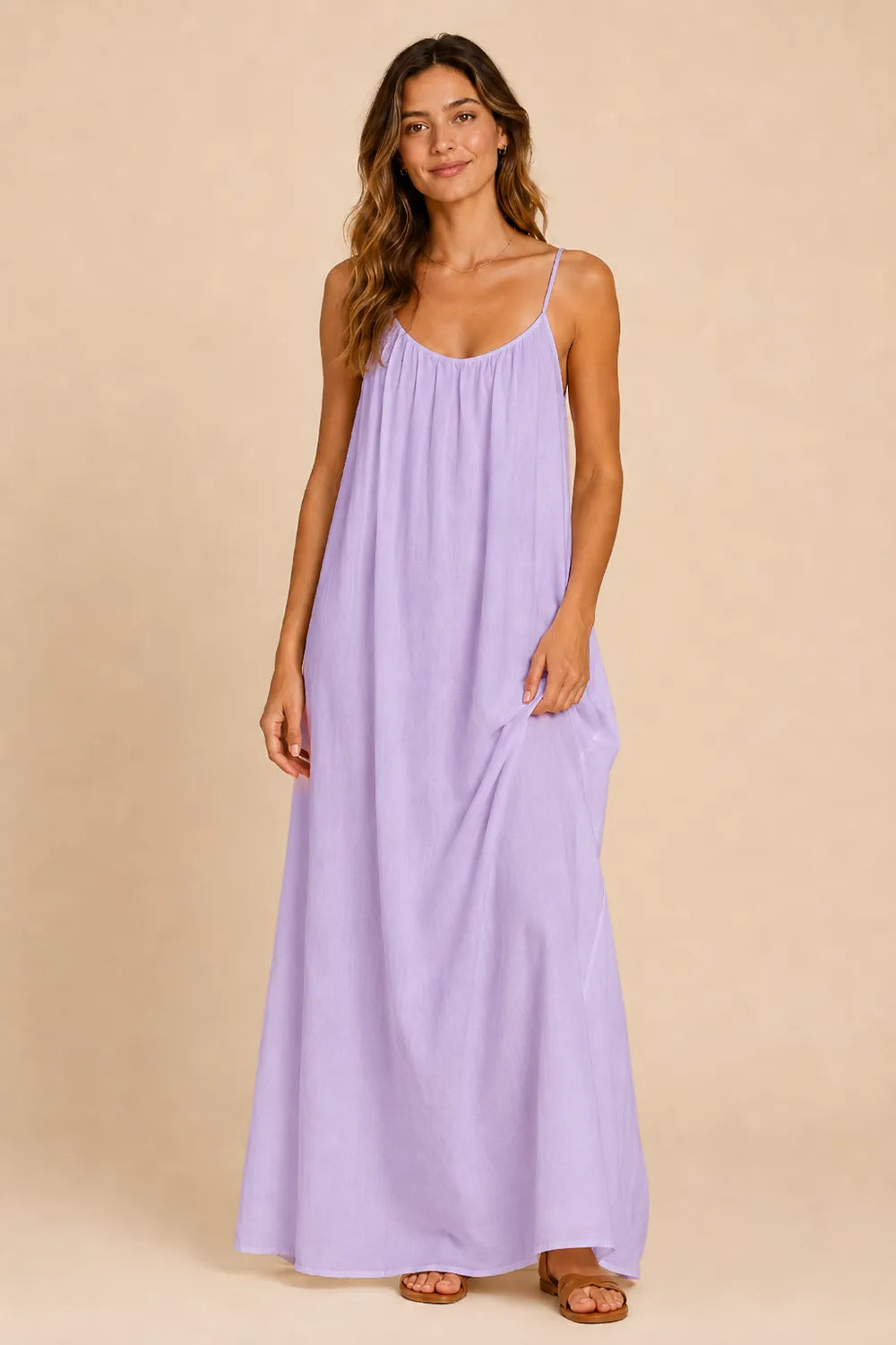 Spaghetti Strap Open Back Maxi Dress
