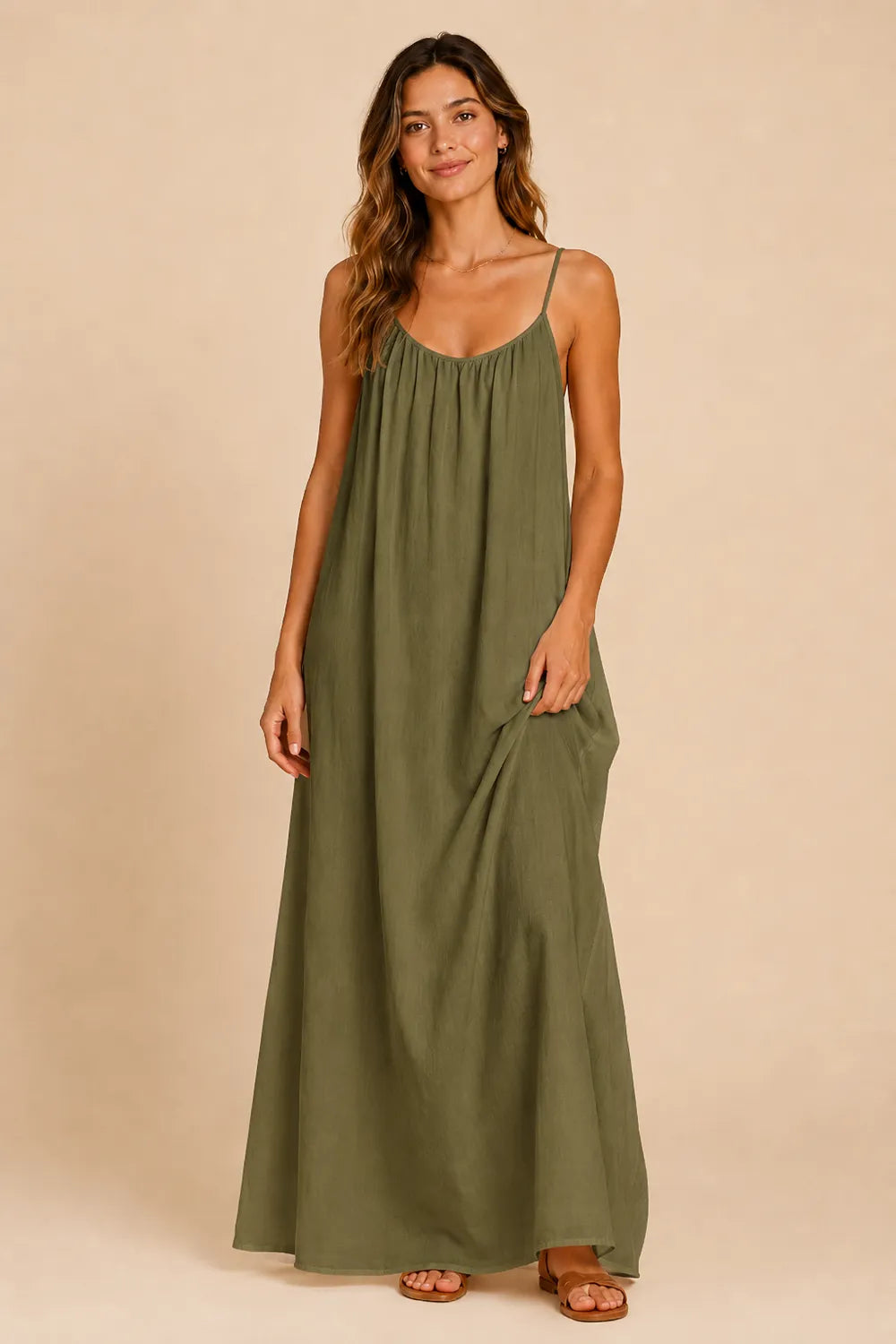 Spaghetti Strap Open Back Maxi Dress