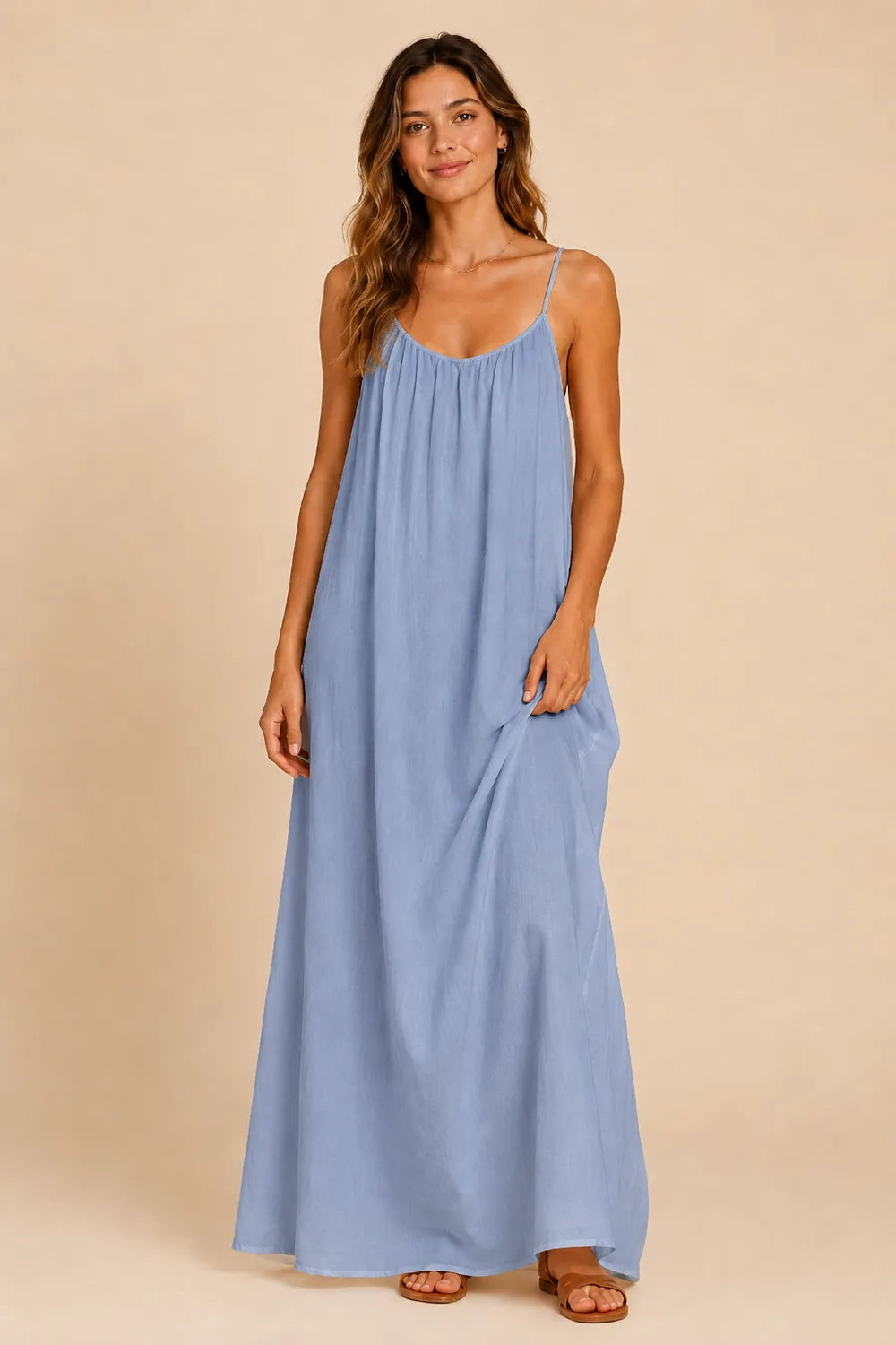 Spaghetti Strap Open Back Maxi Dress