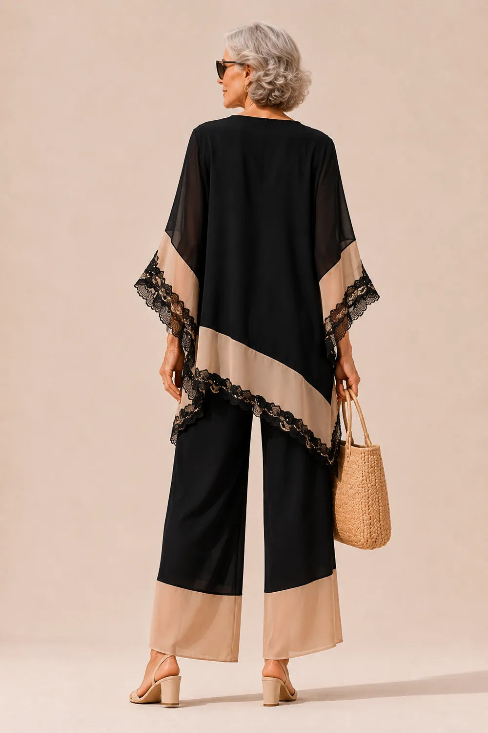 Flowing Asymmetric Tunic Formal Trouser Set