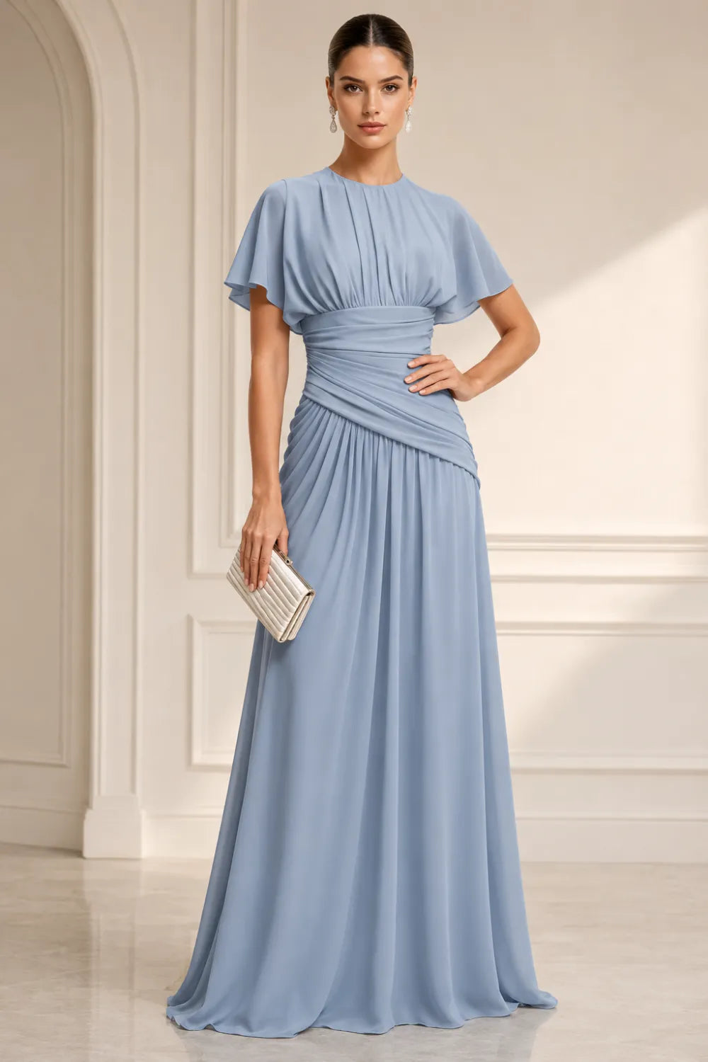 Pleated Chiffon Formal Dress