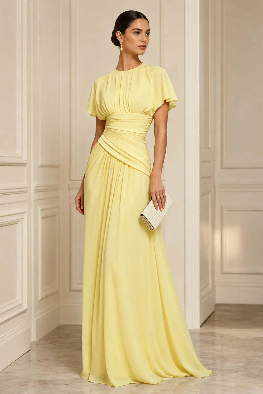 Pleated Chiffon Formal Dress