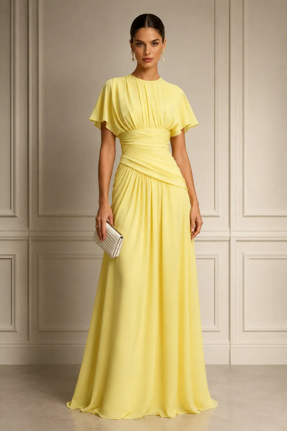 Pleated Chiffon Formal Dress