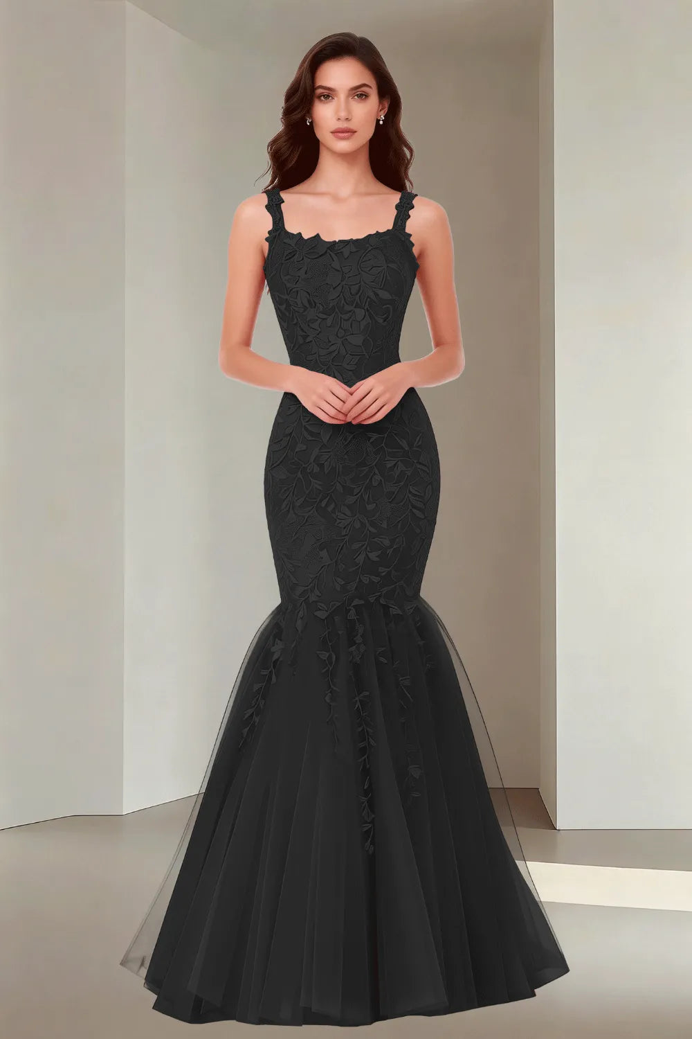 Floral Embroidered Fishtail Dress