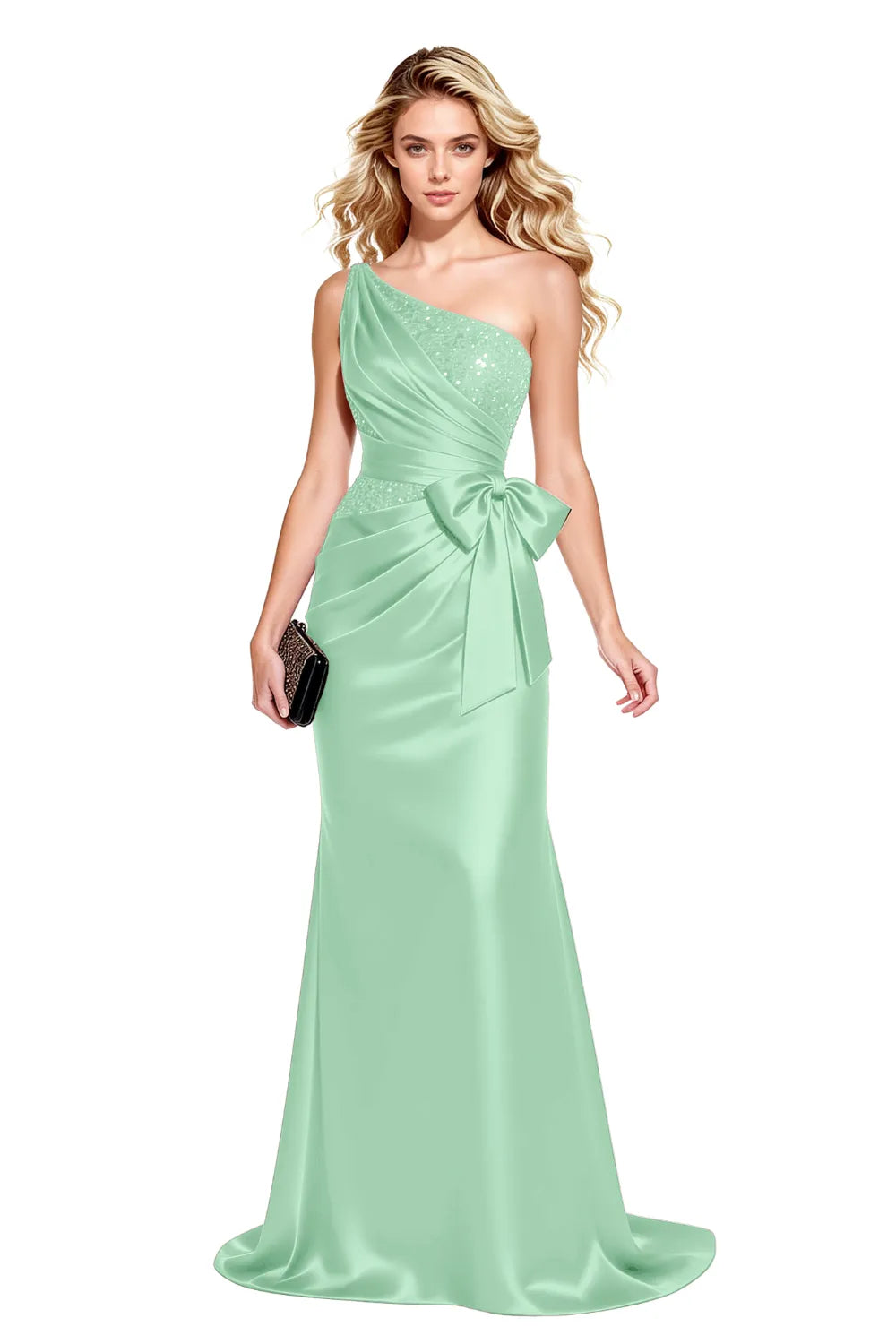 Elegant One Shoulder Ruched Mermaid Gown