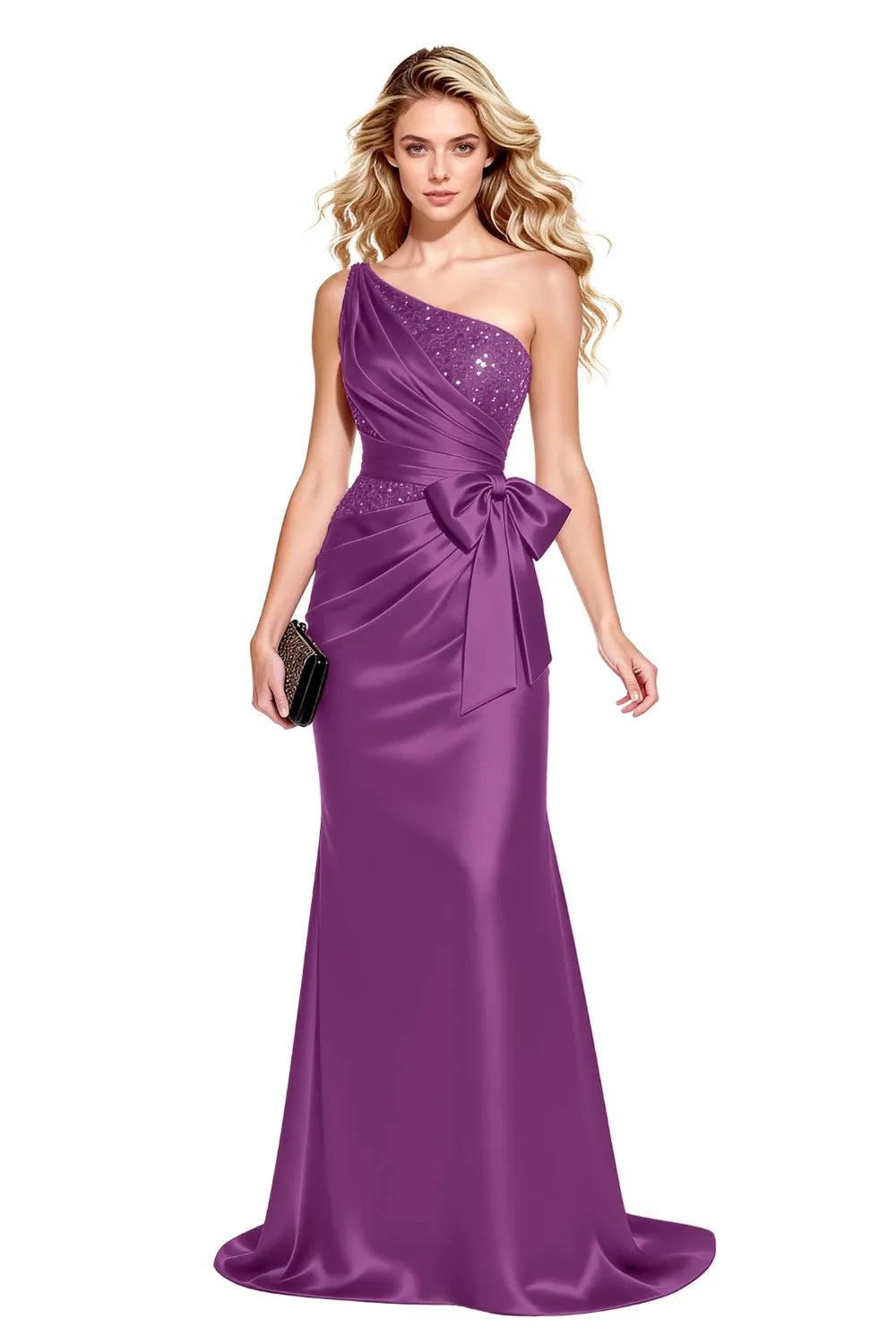 Elegant One Shoulder Ruched Mermaid Gown