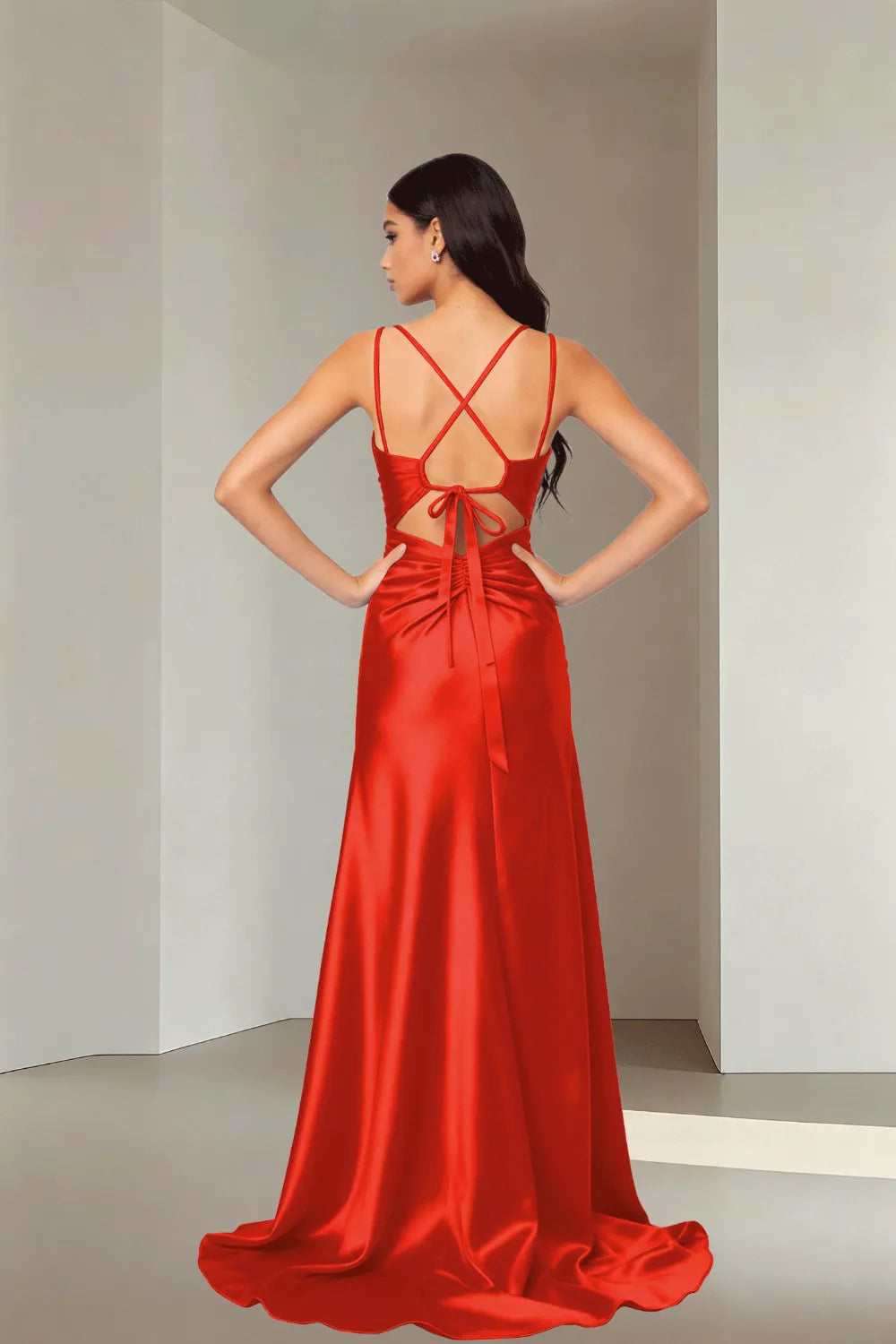 Strappy High-Slit Formal Dress