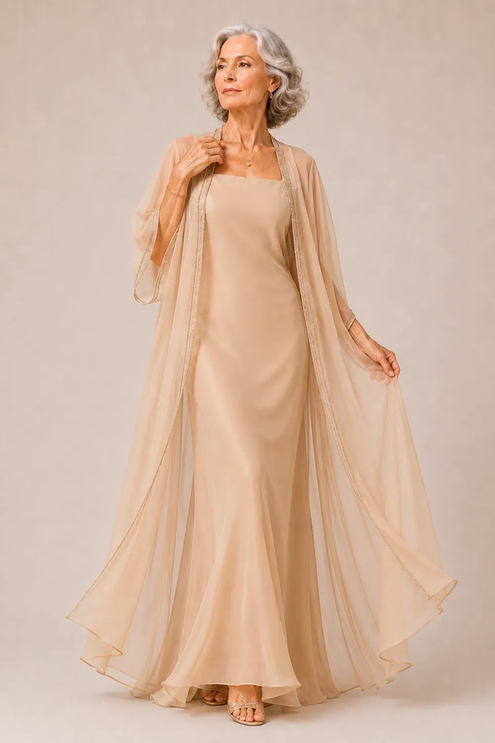 Chiffon Mother of the Bride Dress with Sheer Jacket