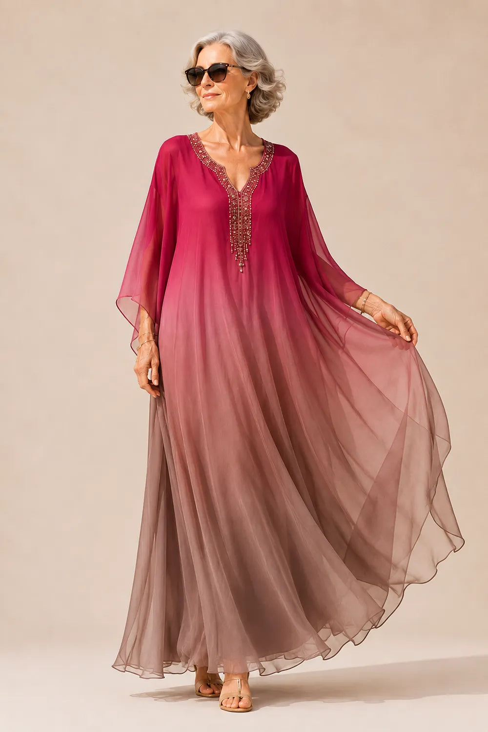 Flowing Chiffon Resort Evening Maxi Dress