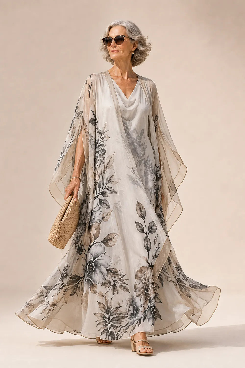 Flowing Floral Wedding Guest Maxi Dress